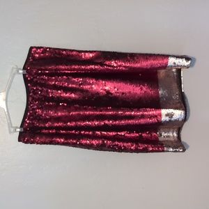Glamour X by lane Bryant red and silver sequin skirt